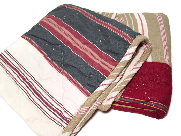 Pottery Barn Multi Color Stripe Patchwork Quilted Standard Pillow Cover Sham New - Image 2 of 3