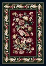 2x4 Milliken Red Floral Bordered Door Mat Chelsea Garnet - Aprx 2' 8" x 3' 10"