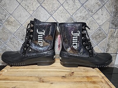 Heels Black Ankle Black Glitter Lace Up Boots Juicy Couture Womens