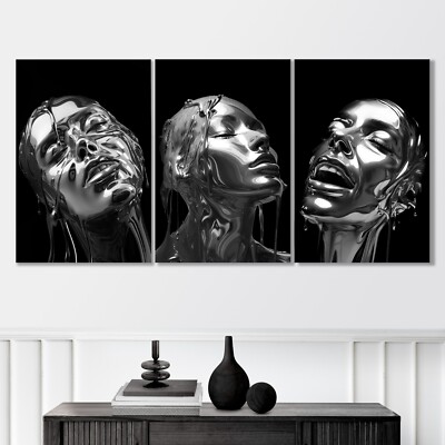 MODERNE ABSTRAKTE FRAU CHROM LEINWAND BILDER WANDBILD KUNSTDRUCK ART