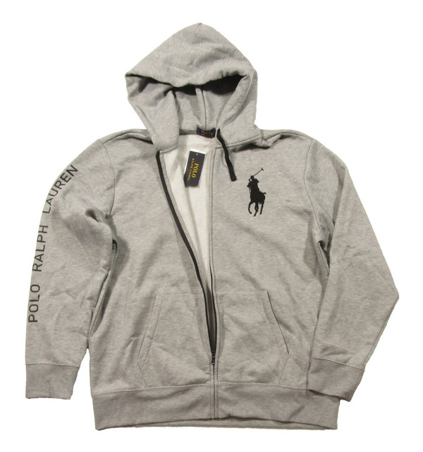 Polo Ralph Lauren Men's Grey Heather Big Pony Logo Fleece Full Zip