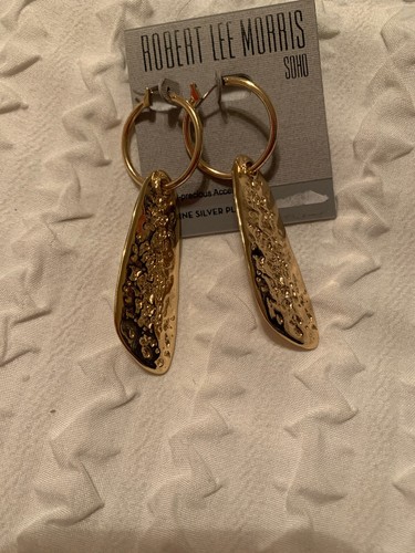 $48 Robert Lee Mortis Gold Tone Drop Earrings Y10 - Picture 3 of 4