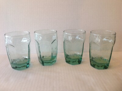 4 Libbey Rock Sharpe Chivalry Green Flat Juice Glasswares 