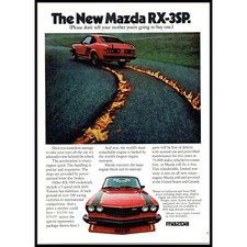 1978 Mazda RX-3SP Sports Car Vintage Print Ad Fire Flame Tire Tracks Wall Art