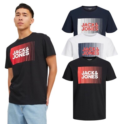 Herren Jack & Jones Designer Rundhalsausschnitt T-Shirts Kurzarm Freizeit Tee Oberteil