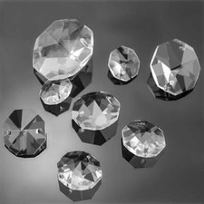 6mm 30mm 2 Hole Octagon Prism Clear Faceted Crystal Glass Connectors Beads lot