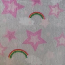 Tessuto Invernale Super Soft Double Faccia Con Stelle Bianche E Arcobaleni