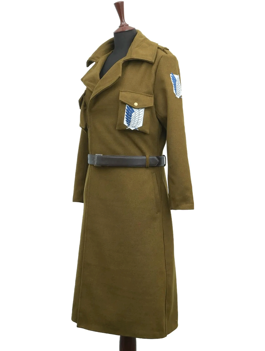 Handmade Attack on Titan Scouts Regiment Cosplay Green Wool Coat