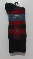 BRAND NEW x2 Polo Ralph Lauren Plaid Red Signature Sock Sz 10-13 Shoe Sz.6-12.5