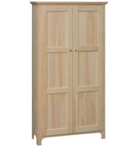 Amish Unfinished Pine 72 Rustic 2 Door Pantry Cabinet Adjustable