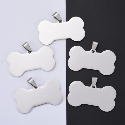 5x Dog Bone Stainless Steel Pendants Manual Polishing Jewelry Making 22x40x1.8mm