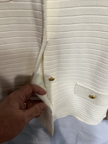 Dialogue Euro Crepe Button Front Ribbed Cardigan And Tank Ivory XS ( 4 ) - Picture 4 of 13