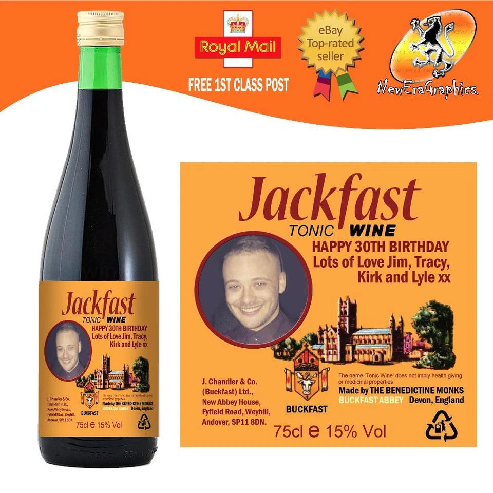 PERSONALISED TONIC WINE PHOTO BOTTLE LABEL BIRTHDAY ANY OCCASION GIFT