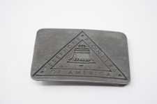 Vintage Antique Telephone Pioneers of America Brass Belt Buckle 1875-1911