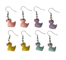 4 Pairs of Ducky Earrings, Rubber Duck Duckling Style Bead DIY Jewelry Charms