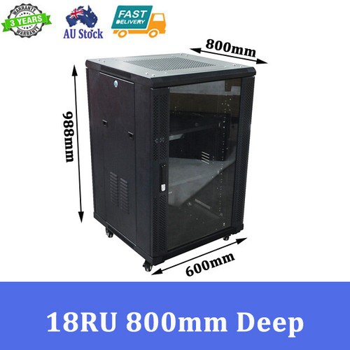 18RU 19-Inch 800mm-Deep SERVER DATA RACK CABINET FANS PDU CABLE ...