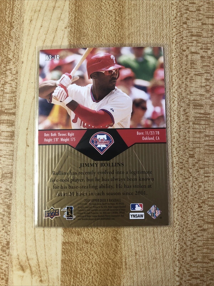 2009 Upper Deck X ~ JIMMY ROLLINS - Xpotential 3 #X3-JR - PHI Phillies - Image 2 of 2