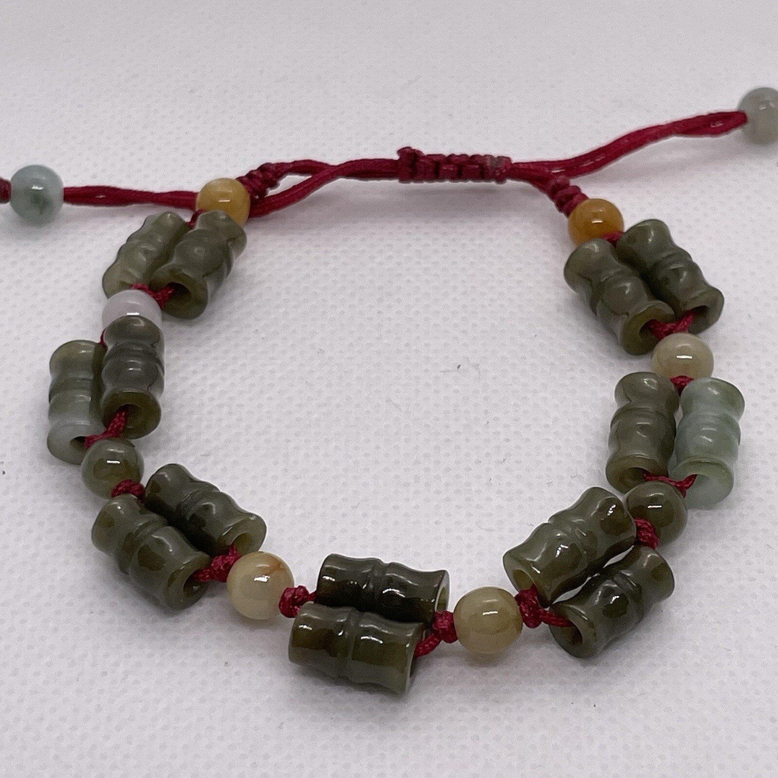 Green Jade Stone Adjustable Red String Bracelet - image 2