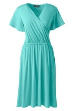 LANDS END FLUTTER SLEEVE SURPLICE DRESS md NEW WITH TAG