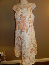 Bonnie Jean Girls Ivory Peach taupe Easter Wedding Holiday Dress 16 EUC 