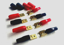 4er 4 fach Lautsprecher Verbinder Stecker+Kupplung Quetsch Kabelschuhe vergoldet