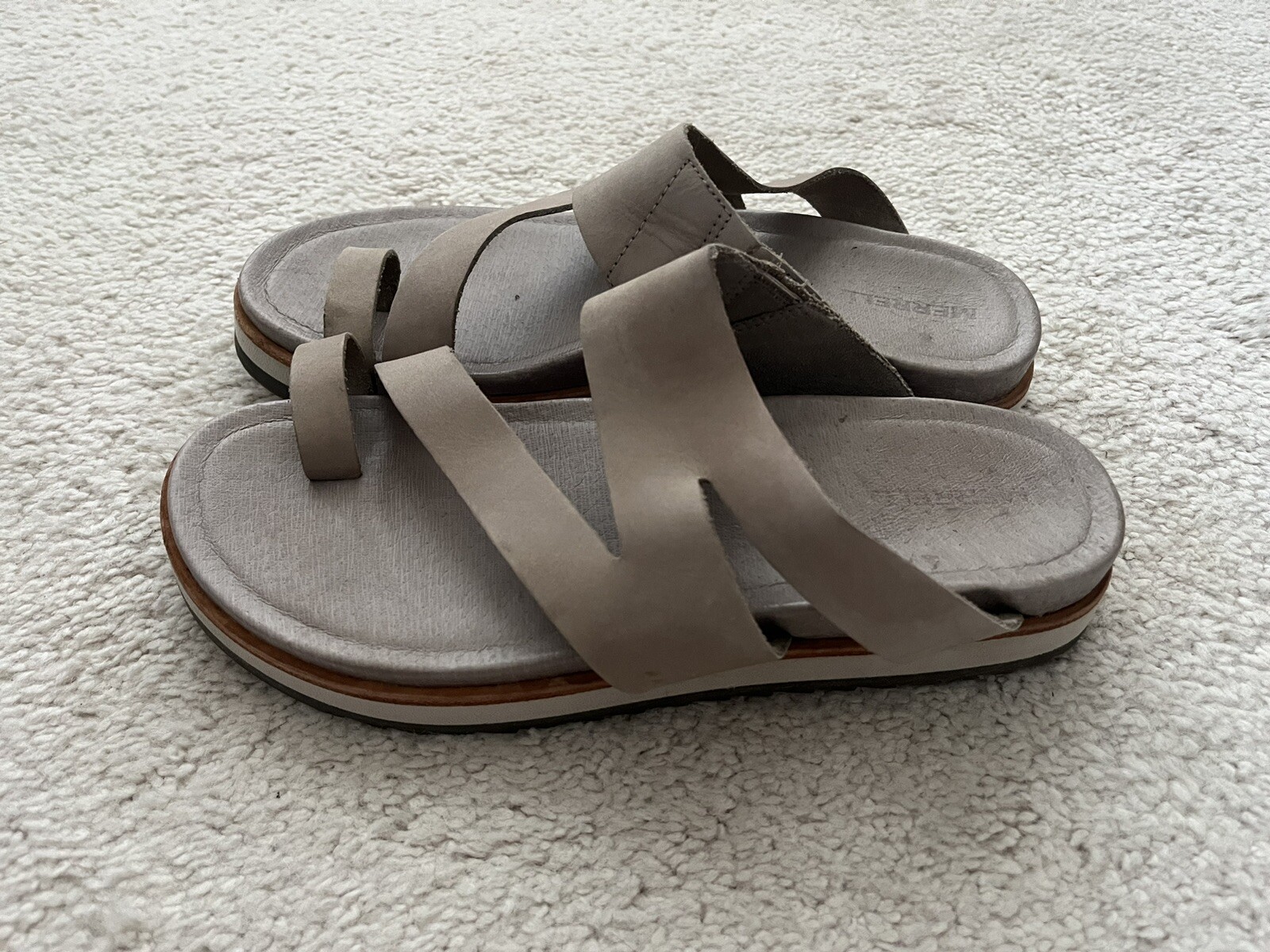 Merrell sandali bassi donna Juno avvolgenti in pelle grigio marrone slip on US 9 EUR 39