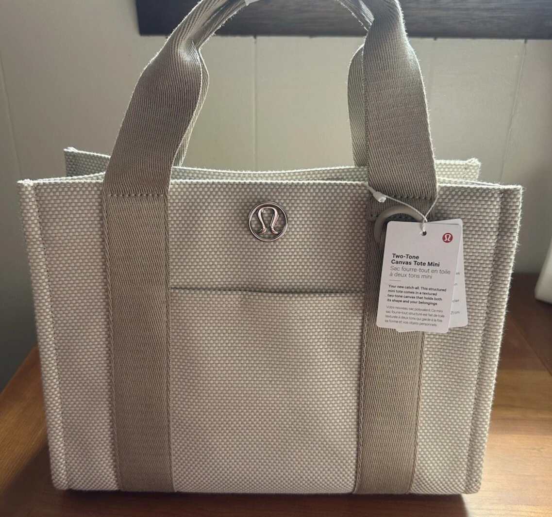 Lululemon Tan Light Ivory Two-Tone Mini Canvas Tote Bag Mojave for