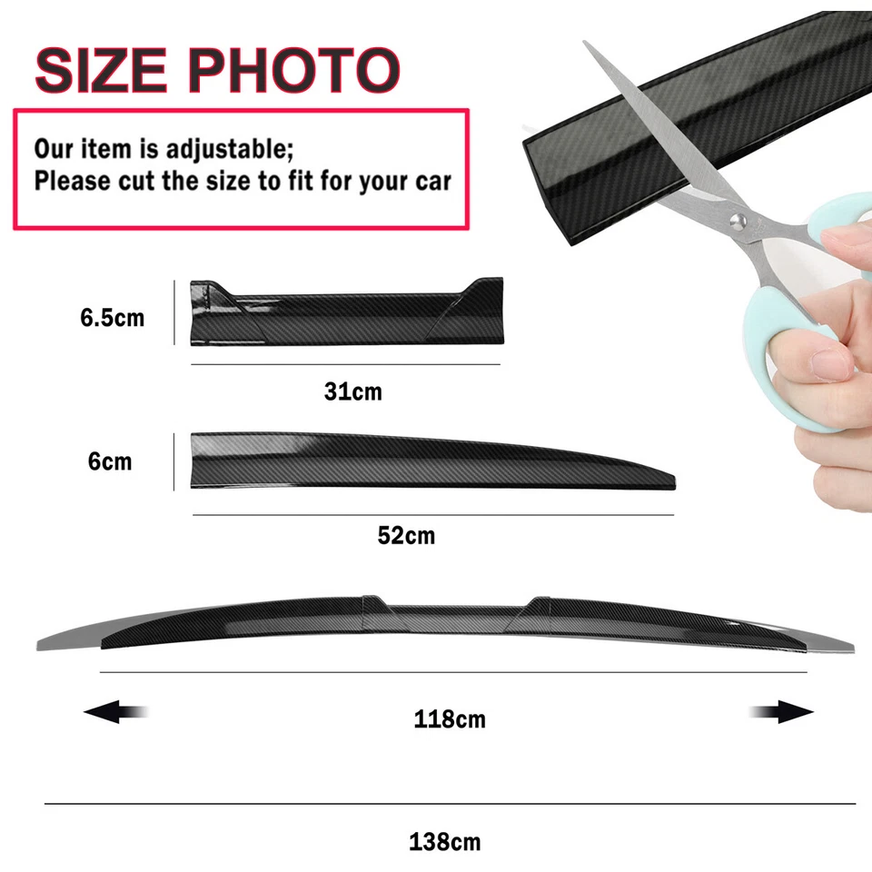 Carbon Fiber For Audi A4 A5 A6 S3 Adjustable Rear Trunk Spoiler Lip Roof Wing Foto 2 de 4