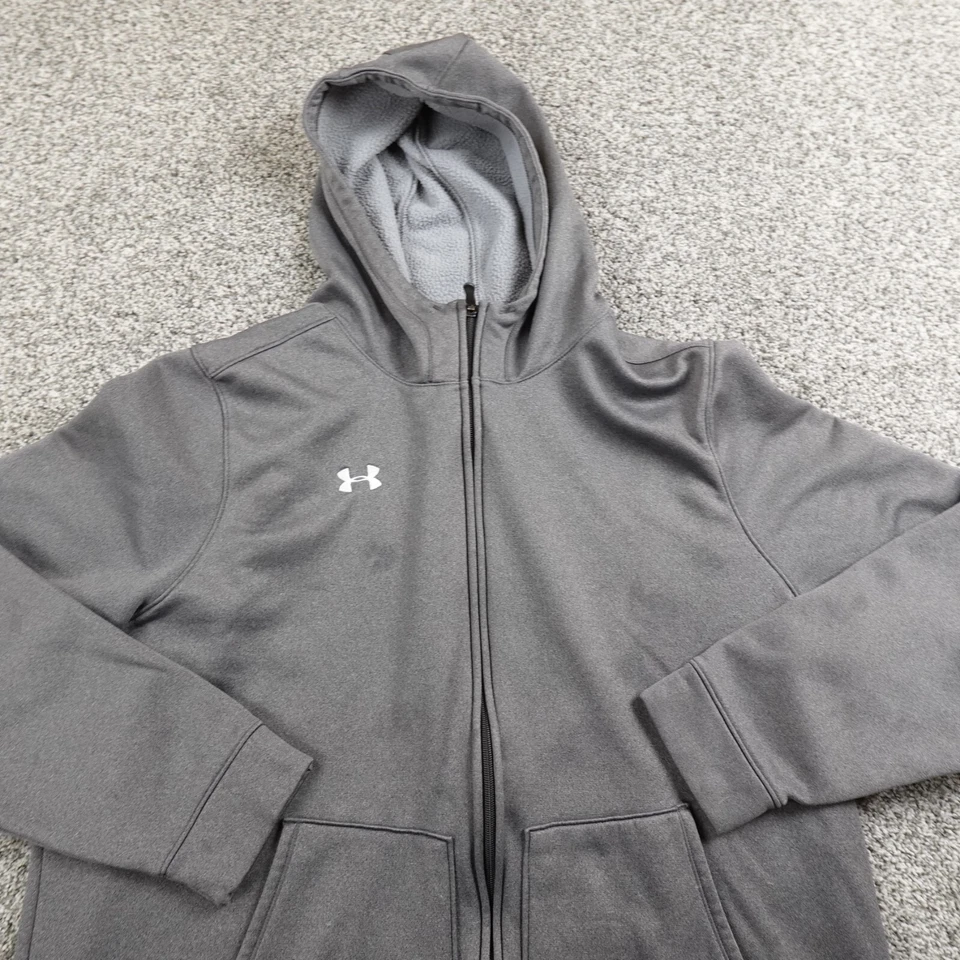 Under Armour Sudadera con Capucha para Mujer 2XL Gris Suelta Cremallera Sudadera Chaqueta Suelta Grunge UA Foto 3 de 4
