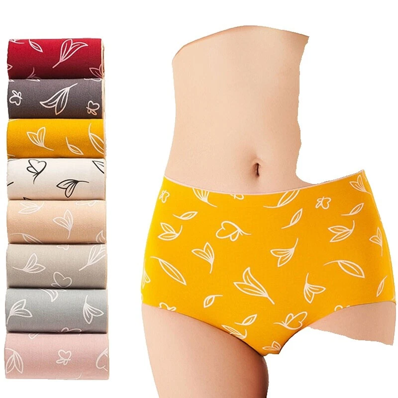 White Floral Brief Panties for Women