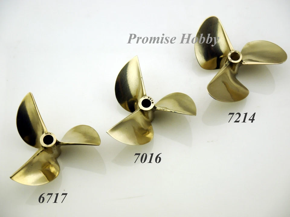 6717 7016 7214 Brass Propeller for 1/4" (6.35mm) Shaft Cable RC Model Boat - Image 2 of 4