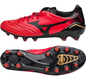 red mizuno boots