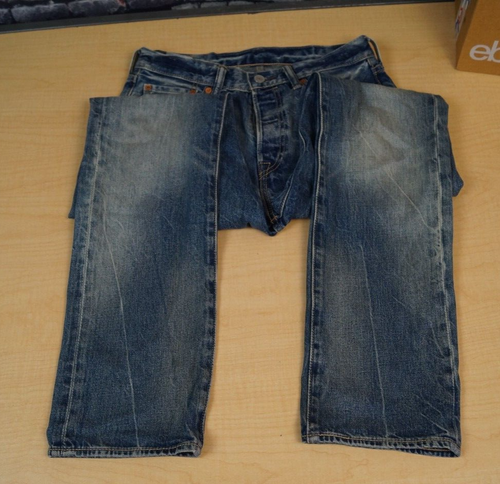 Levis 501 Jeans Distressed Denim Straight Leg Button Fly Red Tab Mens 28 x 30 - Picture 5 of 11