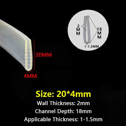 L U-Shaped Door Sealing Tape Edge Guard Strip Glass Protector Trim Rubber Clear - Picture 16 of 40