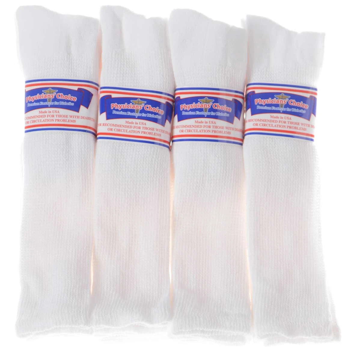 12 PAIR BIG MEN WHITE PHYSICIAN'S CHOICE OVER THE CALF DIABETIC CREW SOCKS 13-15