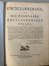 Encyclopedic Dictionary of Ana Encyclopediana Encyclopedia 1791 Panckoucke