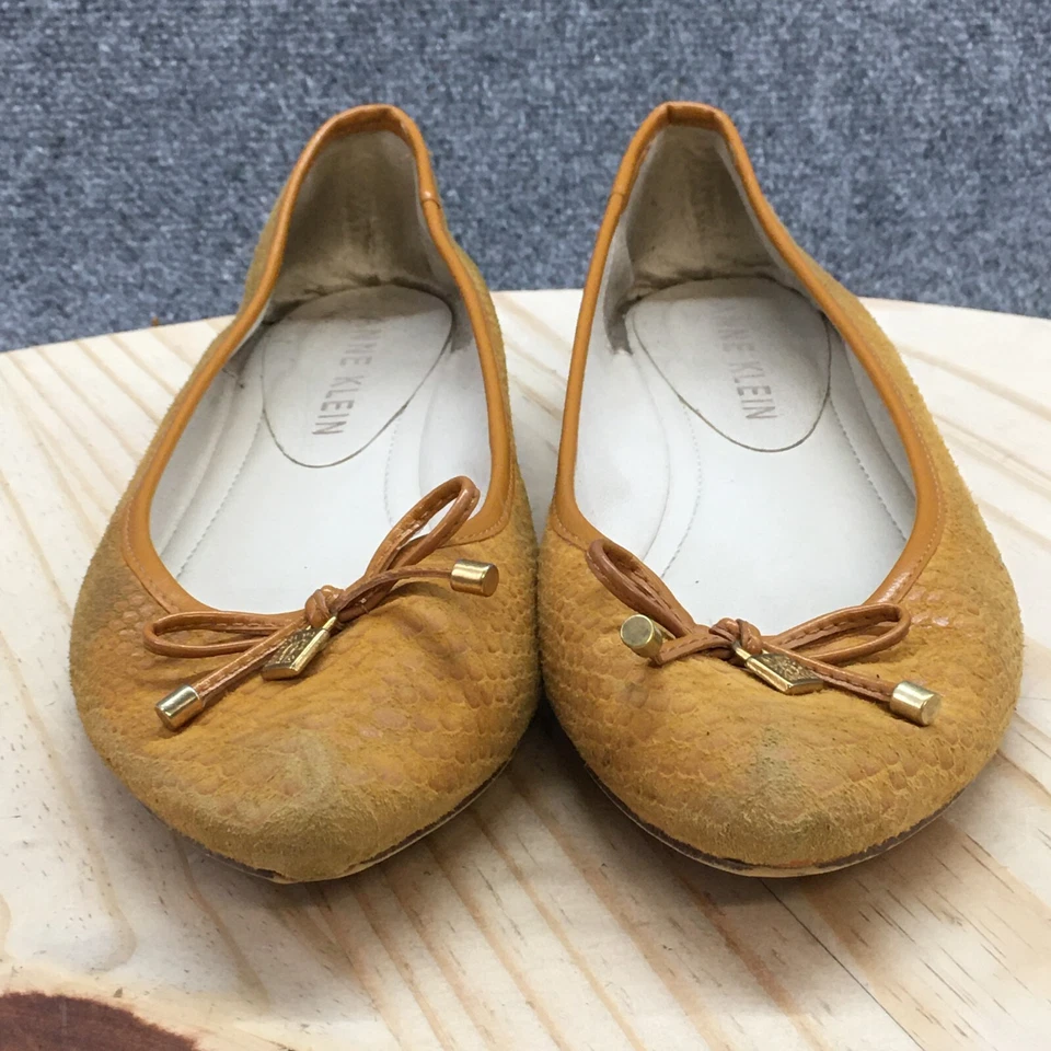 Sapatos femininos Anne Klein 9 M chinelo couro marrom estampa de cobra casual - Imagem 4 de 4