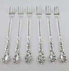 Gorham No. 21-SF Sterling Silver Cocktail Forks Set of 6 No Mono (A)