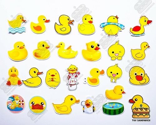 50 Stck. ""Gummiente"" Aufkleber Pack Lustig Quacksalber Niedlich Bauernhof Tier Haustier Gelb Aufkleber - Bild 4 von 6