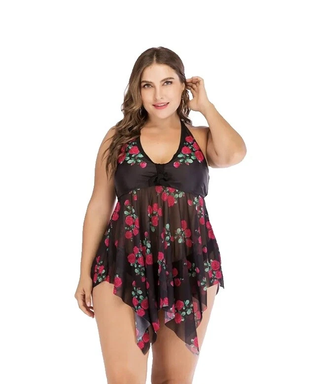 Rainbow Black Floral Swimwear for Women
