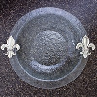 Thirstystone Round Glass Bowl, 14-inch, Fleur De Lis, New, Free Shipping on sale Thirstystone Round Glass Bowl, 14-inch, Fleur De Lis, New, Free Shipping on sale