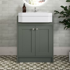 600mm Traditional Bathroom Vanity Unit 1 Tap Hole Basin Sink Freestanding Green
