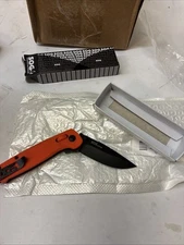 SOG Folder 3" Steel BLACK Blade Orange Handle Knife New