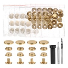 24Set Kit Chiusure a Scatto in Pelle 17mm Metallo Snap con 3 Strumenti Setter Oro