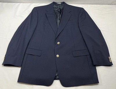 Vintage Burberrys Blazer Mens 42R Blue Wool Gold Crest Buttons Jacket 90s READ**