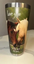 Horse Lovers Coffee Tumbler Love You to the Barn and Back with Two Horses NO LID