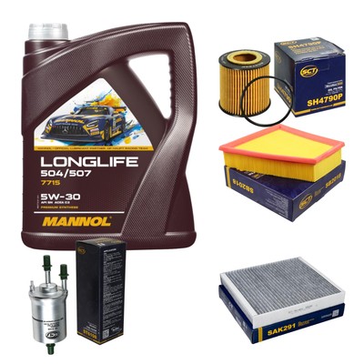 SCT Inspektionspaket 5L MANNOL Longlife 504/507 5W-30 für Skoda Fabia II 1.2