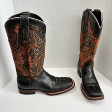 Lucchese Western Cowboy Boots M3609 Women Size 10B Narrow Black and Brown