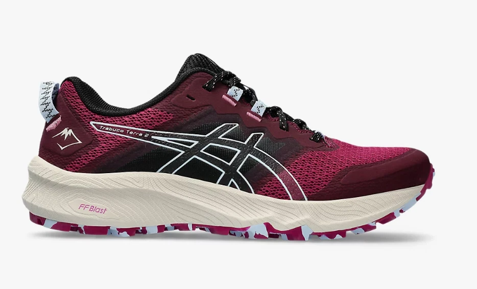 Zapatillas de trail running ASICS® 10 B GEL-TRABUCO™ TERRA 2 para mujer en mora negra Foto 2 de 4