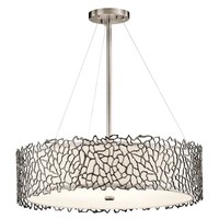 Deckenleuchte Rina In Zinn Leinen 4Xe27 Ø56Cm Design Lampe Wohnzimmer Esszimmer